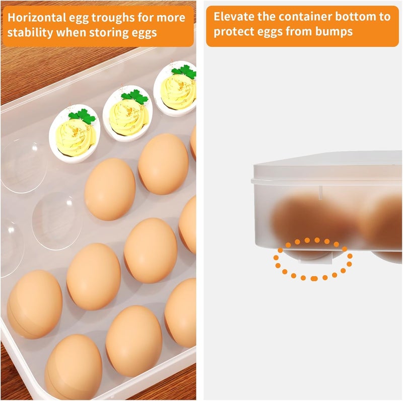 77L Deviled Egg Containers with Lid, (Set of 3), Plastic Egg Holder for Refrigerator for 72 Eggs, Clear Storage Deviled Egg Carrier Tray, Fridge Stackable Countertop Portable Egg Platter - Image 3